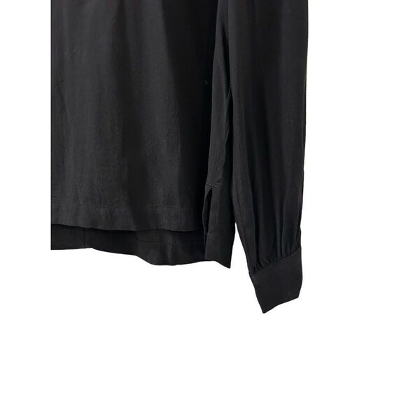 Gap Blouse Small Black V-Neck Side Slit Long Sleeve Tunic Rayon Adult Womens - Picture 3 of 7